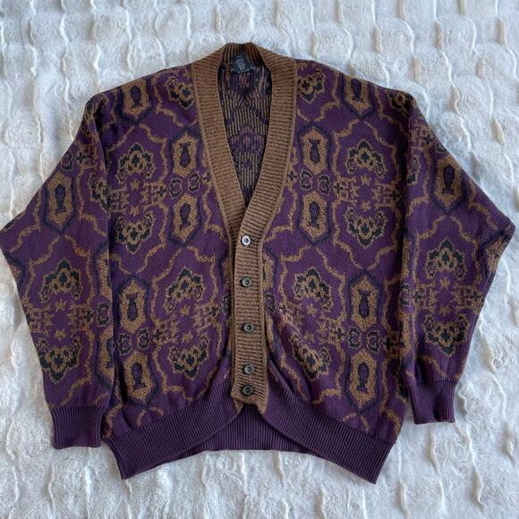 š„VTG Generra Made In USA Abstract Geometric Grandpa Grunge Cardigan Sweater - Picture 1 of 13